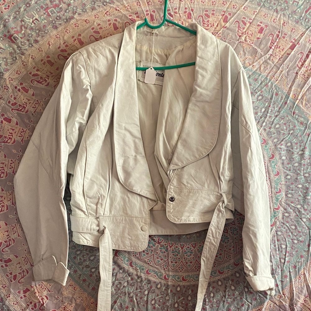 Chic Off-White Leather Jacket